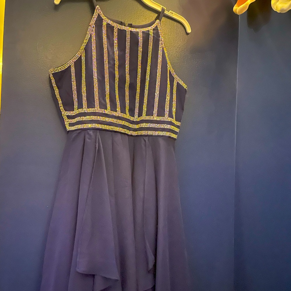 Girls Navy knee length dress